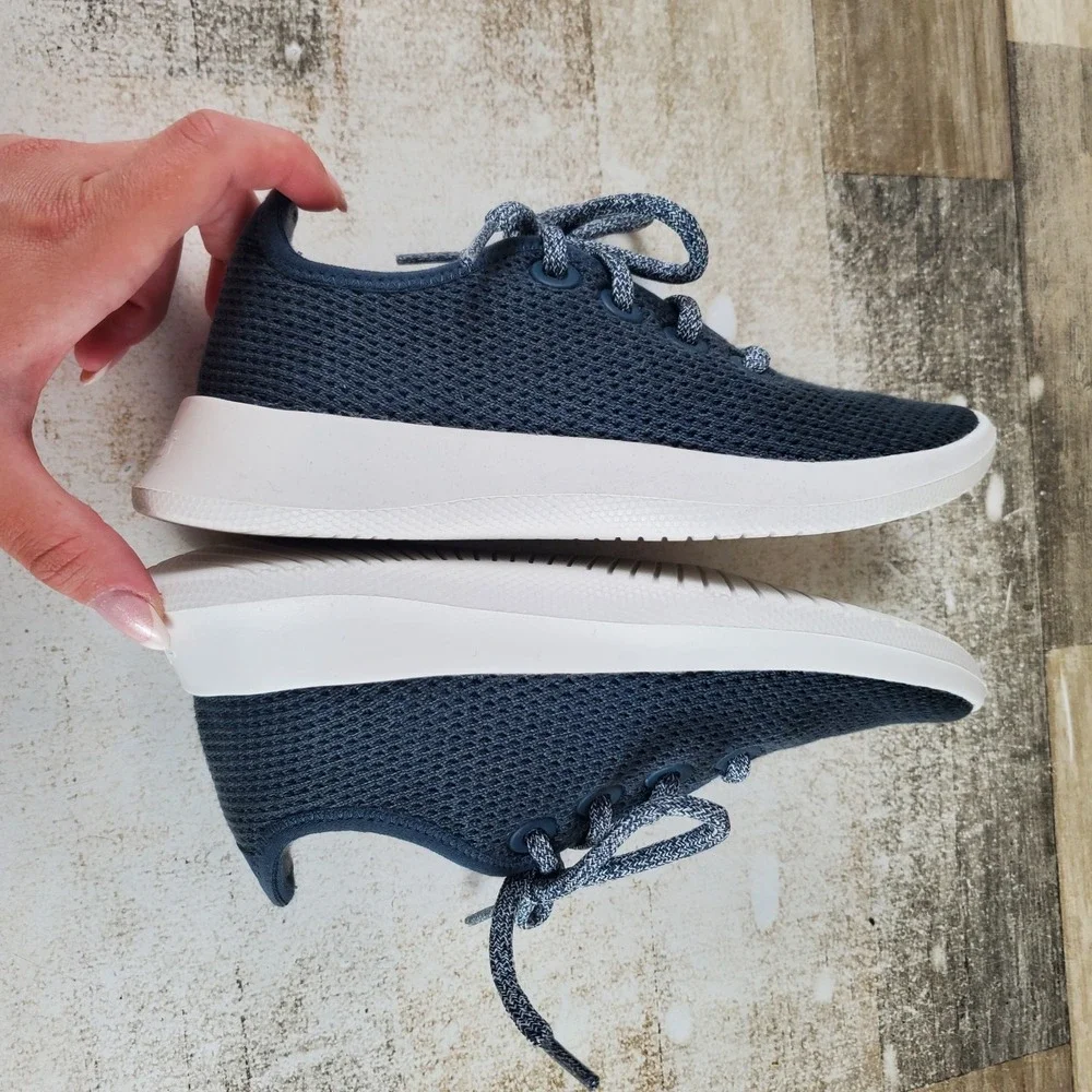 Allbirds Tree Runner Womens Shoes Sz 5 Running Kauri Navy Knit Lace Up Sneakers